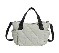 MALSSE Élégant sac à main matelassé pour femme en nylon rembourré avec intérieur spacieux, sangle réglable, accessoire tendance pour femme, blanc, One Size