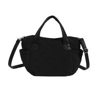 MALSSE Élégant sac à main matelassé pour femme en nylon rembourré avec intérieur spacieux, sangle réglable, accessoire tendance pour femme, Noir , One Size