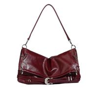 MALSSE Élégant sac à main noir sous les bras pour un usage quotidien en cuir PU sac à main sac à main décontracté aisselle sac pour femme mode épaule, Rouge, One Size