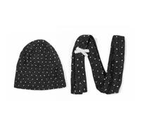 MALSSE Ensemble bonnet écharpe tricoté chaud unisexe pull d'hiver fait main chapeau avec cordon de serrage pour sports de plein air coupe-vent protection du visage, Noir , taille unique