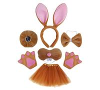 MALSSE Ensemble d'accessoires de costume de lapins, oreilles, bandeaux, nœud papillon, queue, gants, jupe tutu, kit d'accessoires pour cosplay d'animaux