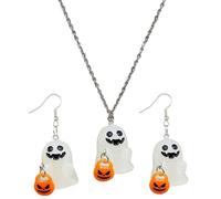 MALSSE Ensemble de bijoux brillants pour Halloween, collier et boucles d'oreilles, longueur réglable, pendentif, accessoires de mode et boucles d'oreilles, taille unique, Comme décrit, Comme décrit.