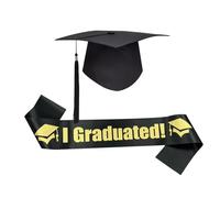 MALSSE Ensemble de fête de remise de diplôme 2025 avec chapeau et écharpe pour enterrement de vie de jeune fille, accessoires de photographie pour décoration universitaire