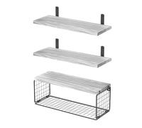 MALSSE Étagères de rangement en bois pour salle de bain - Design robuste - Design flottant - Décoration d'intérieur - Étagère polyvalente