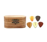 MALSSE Étui de rangement portable pour médiators de guitare avec 5 médiators en bois pour guitaristes débutants - Facile à transporter, zebrano
