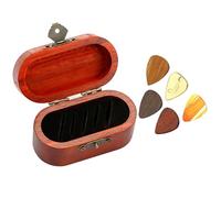 MALSSE Étui de rangement portable pour médiators de guitare avec 5 médiators en bois pour guitaristes débutants - Facile à transporter, palissandre