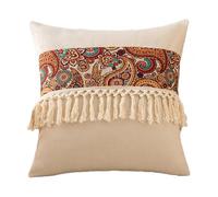 MALSSE Housse de coussin à travers pour canapé 45 x 45 cm avec franges, taie d'oreiller vintage pour ou lit, décoration de salon, taie d'oreiller