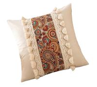 MALSSE Housse de coussin à travers pour canapé 45 x 45 cm avec franges, taie d'oreiller vintage pour ou lit, décoration de salon, taie d'oreiller