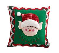 MALSSE Housse de coussin décorative Père Noël bonhomme de neige 45 x 45 cm en coton doux mélangé taie d'oreiller pour canapé chaise Noël
