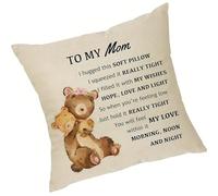 MALSSE Housse de coussin en lin pour fête des mères 45 x 45 cm pour la fête des mères, cadeau d'anniversaire de la part d'un fils et d'une fille