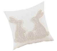 MALSSE Housses de coussin de Pâques - Oreilles de lapins - Peluche douce - Imitation fourrure - Jacquard - Pour chambre à coucher, canapé