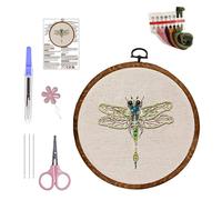 MALSSE Kit de broderie de perles pour débutant avec cadre de couture, instructions (français non garanti), tissu à broder, fil à coudre et aiguille, décoration de salon