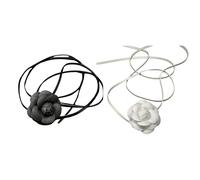 MALSSE Lot de 2 colliers à fleurs réglables avec pendentif tendance pour femme