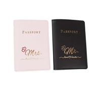 MALSSE Lot de 2 étuis à passeports multifonctions en cuir synthétique pour cartes de voyage organisées pour un rangement sécurisé de documents pour couple, E, Love version, Beauté de masse