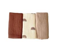 MALSSE Lot de 3 débarbouillettes en coton doux et absorbantes pour nouveau-nés - Serviettes de bain unisexes - 25 x 25 cm - Réutilisables
