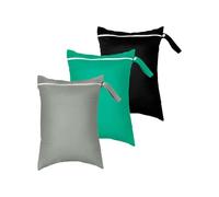 MALSSE Lot de 3 sacs pour couches humides/sèches lavables et réutilisables pour les voyages, la plage, la piscine, les maillots de bain ou les vêtements mouillés, réutilisables, lavables et secs, Noir