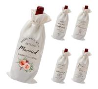 MALSSE Lot de 5 manchons de protection élégants pour bouteille de vin - Absorbant les chocs - Pour cérémonie de mariage, anniversaire de mariage