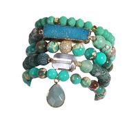 MALSSE Perles en pierre naturelle faites à la main, breloque unisexe réglable pour différentes tailles de poignet. Bijoux faits à la main, taille unique, Comme décrit