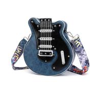 MALSSE Petit sac à bandoulière créatif en forme de guitare, sac à bandoulière en polyuréthane avec fermeture éclair pour filles et femmes, ceinture d'épaule réglable, sac à main créatif en cuir