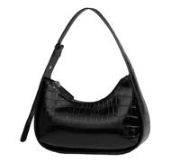 MALSSE Petit sac à bandoulière en cuir synthétique pour femme, sac à main tendance, croissant sous les aisselles, pour voyage, petit sac à main pour femme, mode féminine, en cuir PU, Noir , One Size
