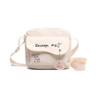 MALSSE Petit sac à bandoulière en nylon avec pendentif à fermeture éclair pour femme et adolescente, blanc, One Size