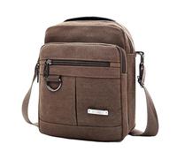 MALSSE Petit sac à bandoulière en toile pour homme pour les trajets quotidiens et les réunions d'affaires, sacoche à bandoulière multifonctionnelle, sac à main en toile, marron, One Size