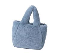 MALSSE Petit sac à bandoulière pelucheux pour femme - En polaire - Couleur unie - Pour faire du shopping, bleu, One Size