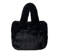 MALSSE Petit sac à bandoulière pelucheux pour femme - En polaire - Couleur unie - Pour faire du shopping, Noir , One Size