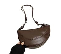 MALSSE Petit sac à bandoulière tendance en cuir PU avec fermeture éclair pour femme - Couleur unie - Style rétro, café, One Size