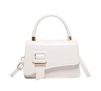 MALSSE Petit sac à bandoulière tendance en cuir PU de couleur unie avec poignée supérieure pour un usage quotidien, blanc, One Size