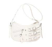 MALSSE Petit sac à bandoulière tendance pour femme en cuir PU avec sangle réglable pour un usage quotidien Sac à main à bandoulière réglable, blanc, One Size