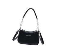 MALSSE Petit sac à bandoulière tendance rétro en cuir PU avec poignée en chaîne pour un usage quotidien élégant, Noir , One Size
