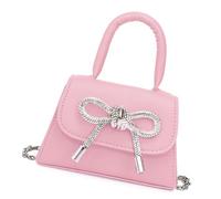 MALSSE Petit sac à main à la mode avec nœud papillon couleur unie en cuir PU carré pour femme accessoire de mode, a, One Size