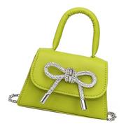 MALSSE Petit sac à main à la mode avec nœud papillon couleur unie en cuir PU carré pour femme accessoire de mode, Vert, One Size