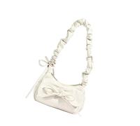 MALSSE Petit sac carré élégant en cuir souple avec nœud papillon, sac à main décontracté pour femme, sacoche en cuir souple, blanc, One Size