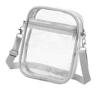 MALSSE Petit sac de concert transparent pour femme - En PVC - Pour la plage, les filles - Pour concert - Bandoulière transparente - Pour le rangement du stade, gris, One Size