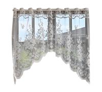 MALSSE Rideaux transparents tissés à la main en dentelle blanche pour la maison, la cuisine, l'étude, installation rapide, design portable, facile à installer