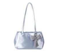 MALSSE Sac à bandoulière coréen en nylon à la mode toucher soie sac à main école étudiant sac à main élégant couleur unie sous les bras pour femmes filles polyvalent quotidien, Argenté., One Size