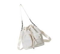 MALSSE Sac à bandoulière décontracté pour femme - Sac à bandoulière tendance - Esthétique avec cordon de serrage - Pour le travail quotidien, beige, One Size