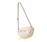 MALSSE Sac à bandoulière en cuir PU souple à la mode avec nœud papillon couleur unie fermeture éclair sac à bandoulière plissé sac à main pour femmes élégantes sac de tous les jours décontracté, b