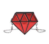 MALSSE Sac à bandoulière en cuir synthétique pour femme avec sangle en chaîne, sac à main tendance, petit sac à main en forme de sac à bandoulière, sac à bandoulière en cuir PU, Rouge, One Size