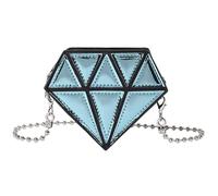 MALSSE Sac à bandoulière en cuir synthétique pour femme avec sangle en chaîne, sac à main tendance, petit sac à main en forme de sac à bandoulière, sac à bandoulière en cuir PU, bleu clair, One Size