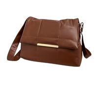 MALSSE Sac à bandoulière en cuir synthétique pour femme - Grande capacité - Matelassé sous les bras - Messagers de shopping tendance - Carré matelassé - Grande capacité - Pour le shopping, kaki, One