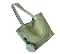 MALSSE Sac à bandoulière multifonction en toile pour femme, sac à main tendance de grande capacité, sac à main d'école pour étudiants et professionnels, sac d'ordinateur portable de travail, Vert, One