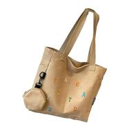 MALSSE Sac à bandoulière multifonction en toile pour femme, sac à main tendance de grande capacité, sac à main d'école pour étudiants et professionnels, sac d'ordinateur portable de travail, kaki, One