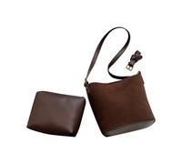 MALSSE Sac à bandoulière pour femme - En cuir synthétique - Pour les courses, les rencontres - Seau simple - Tendance - Pour femme - En cuir synthétique - Pour l'automne et l'hiver, Couleur café., One