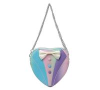 MALSSE Sac à bandoulière tendance en cuir PU mignon en forme de cœur drôle nœud papillon petit sac à main pour diverses situations sac à main à la mode, bleu, One Size