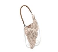 MALSSE Sac à bandoulière tissé à la main pour femme, sac à bandoulière tendance, sac à main élégant, poignée supérieure, coquillages, sac à main élégant, sac à main tendance féminin, kaki, One Size