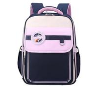 MALSSE Sac à dos de voyage pour filles - Style britannique - Grande capacité - Grande capacité - Pour école, Bleu foncé avec violet