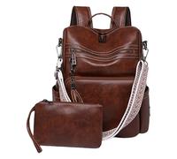 MALSSE Sac à dos élégant pour femme avec grande capacité d'organisation - Sac à dos décontracté - Sac à dos de voyage pour l'école, marron foncé
